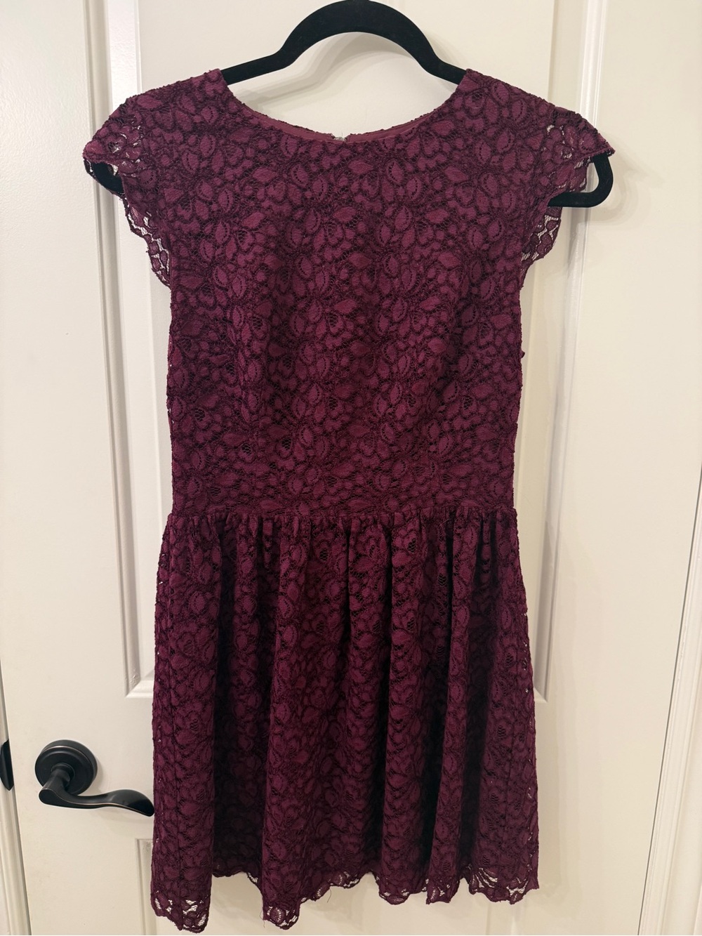 Aritzia Talula Wine Lace Cap Sleeve Mini Dress